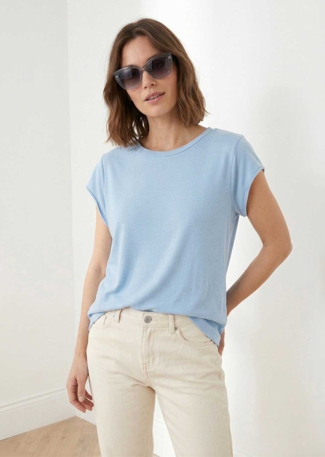 Davina Pale Blue Relaxed Fit T-Shirt