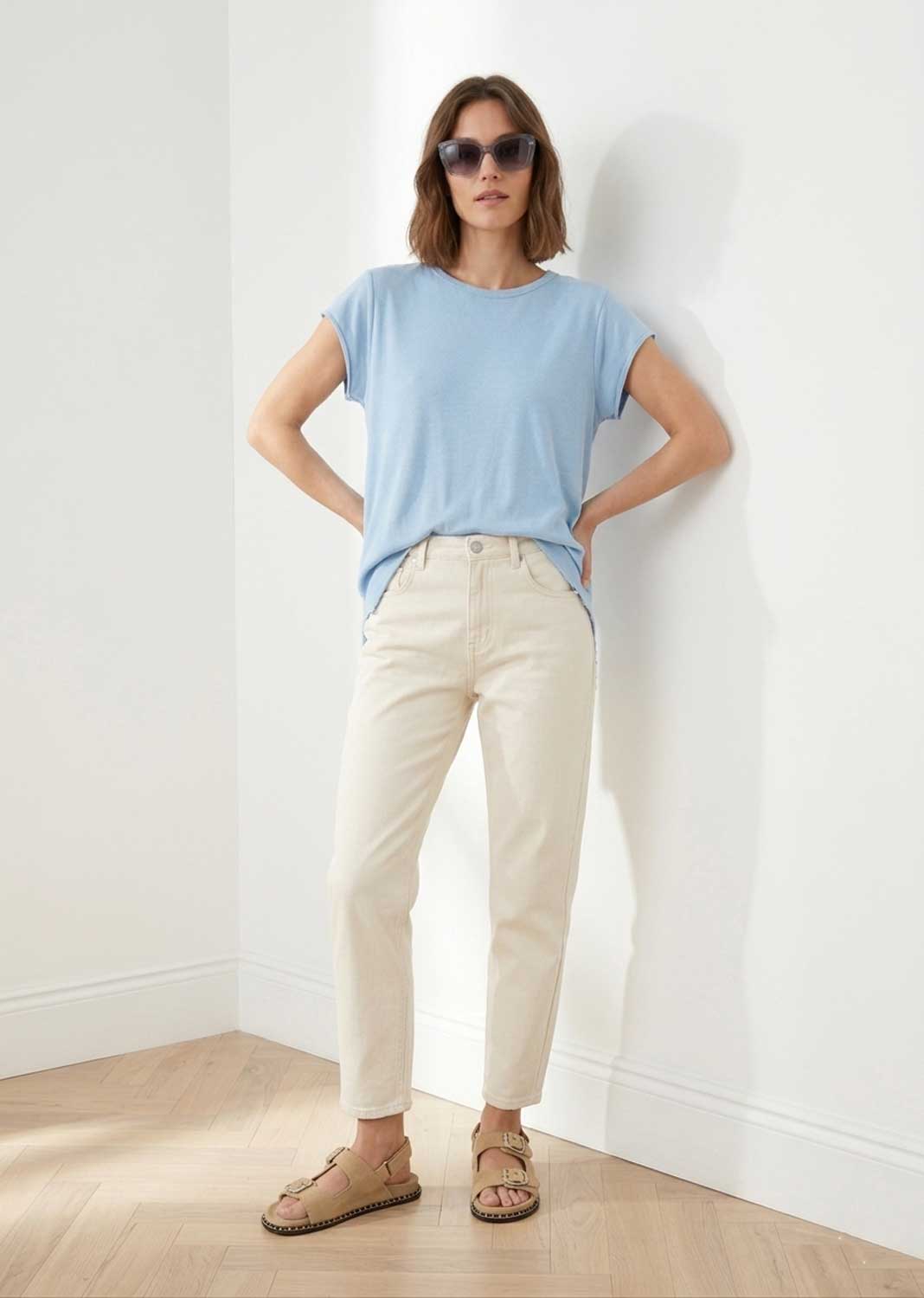 Davina Pale Blue Relaxed Fit T-Shirt