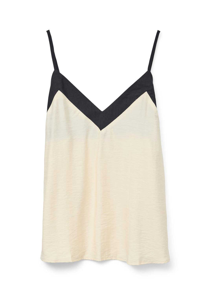 Denise Single Contrast Cami in Cream