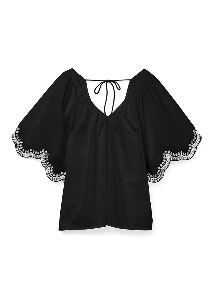 Diana Embroidered Top in Black