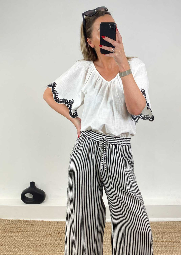 Diana Embroidered Top in White