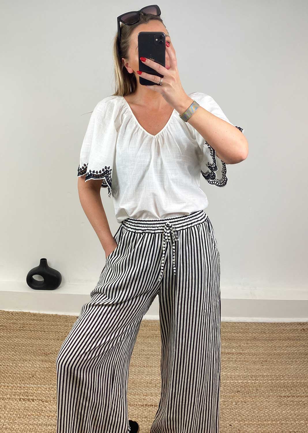 Diana Embroidered Top in White