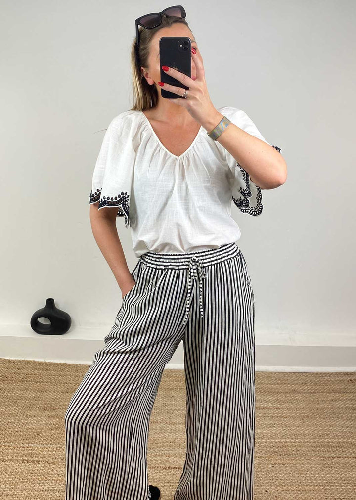 Diana Embroidered Top in White