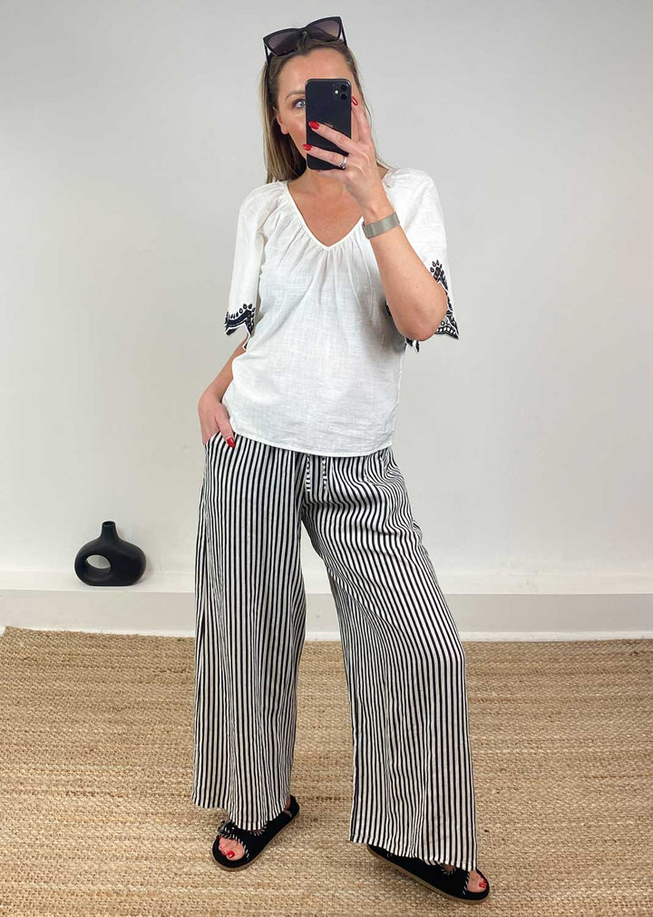 Diana Embroidered Top in White