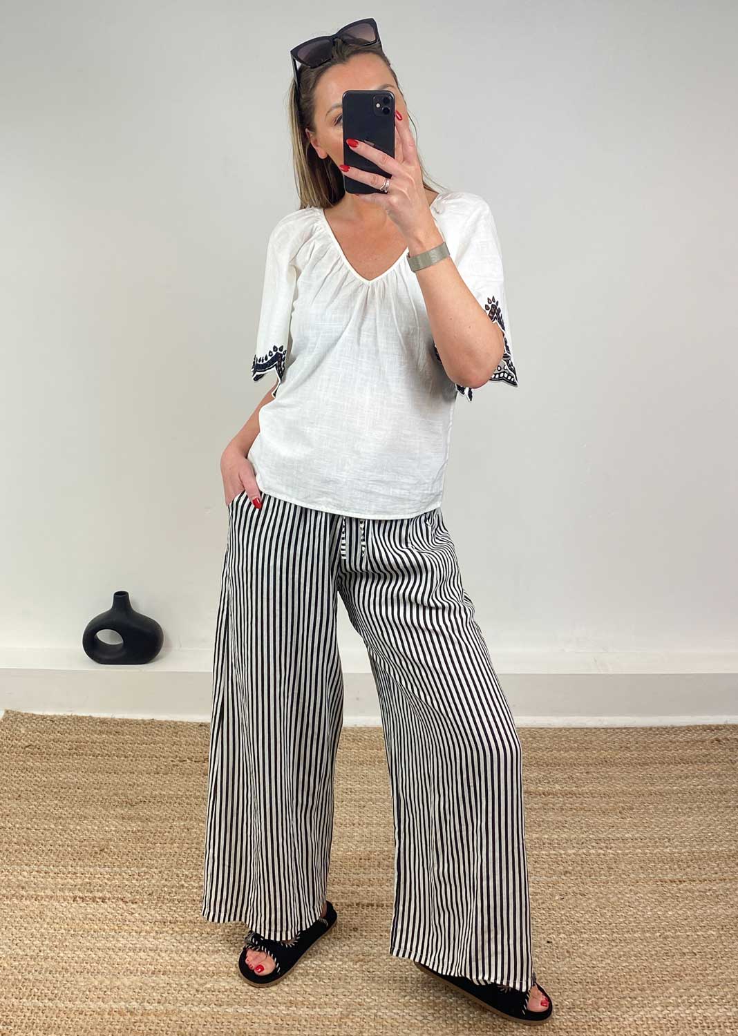 Diana Embroidered Top in White