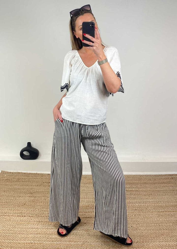 Diana Embroidered Top in White