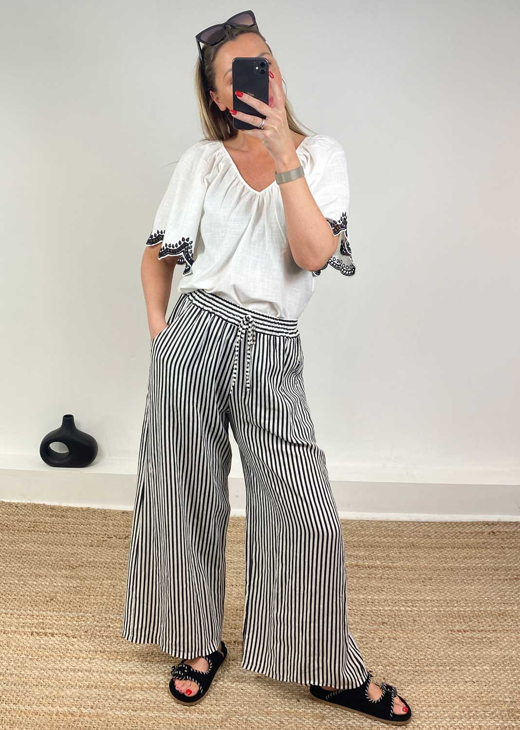 Diana Embroidered Top in White