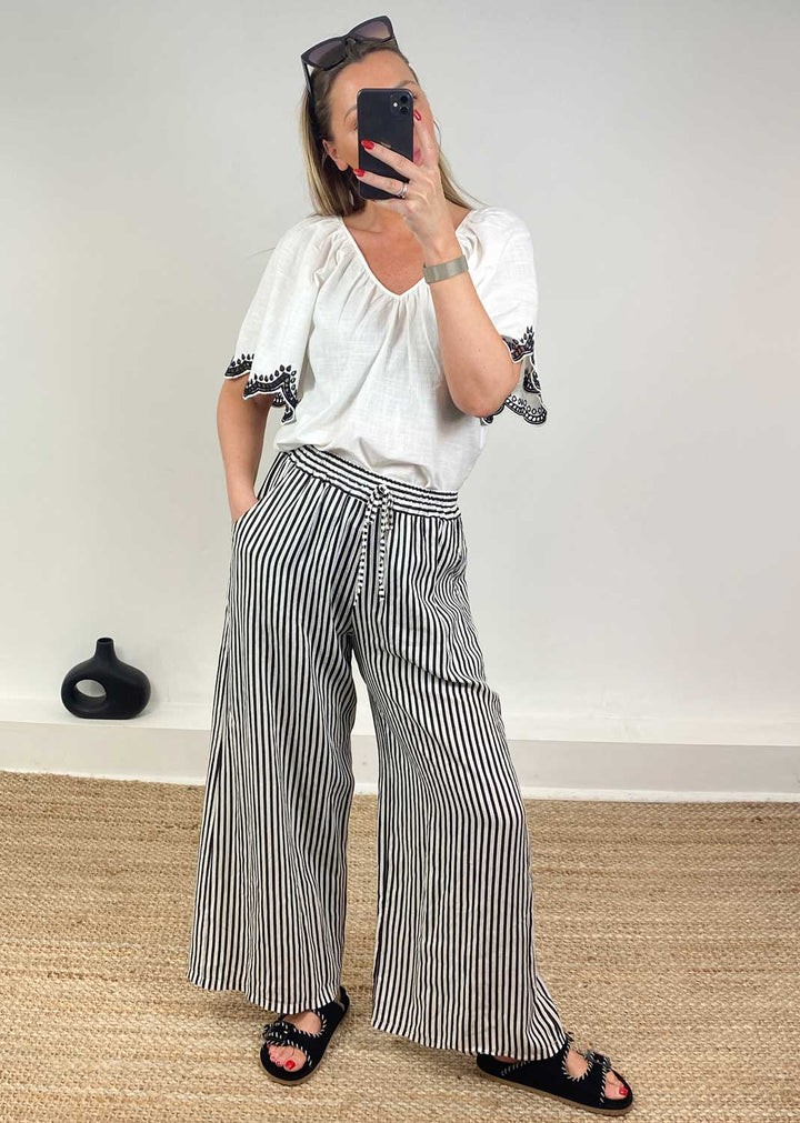 Diana Embroidered Top in White