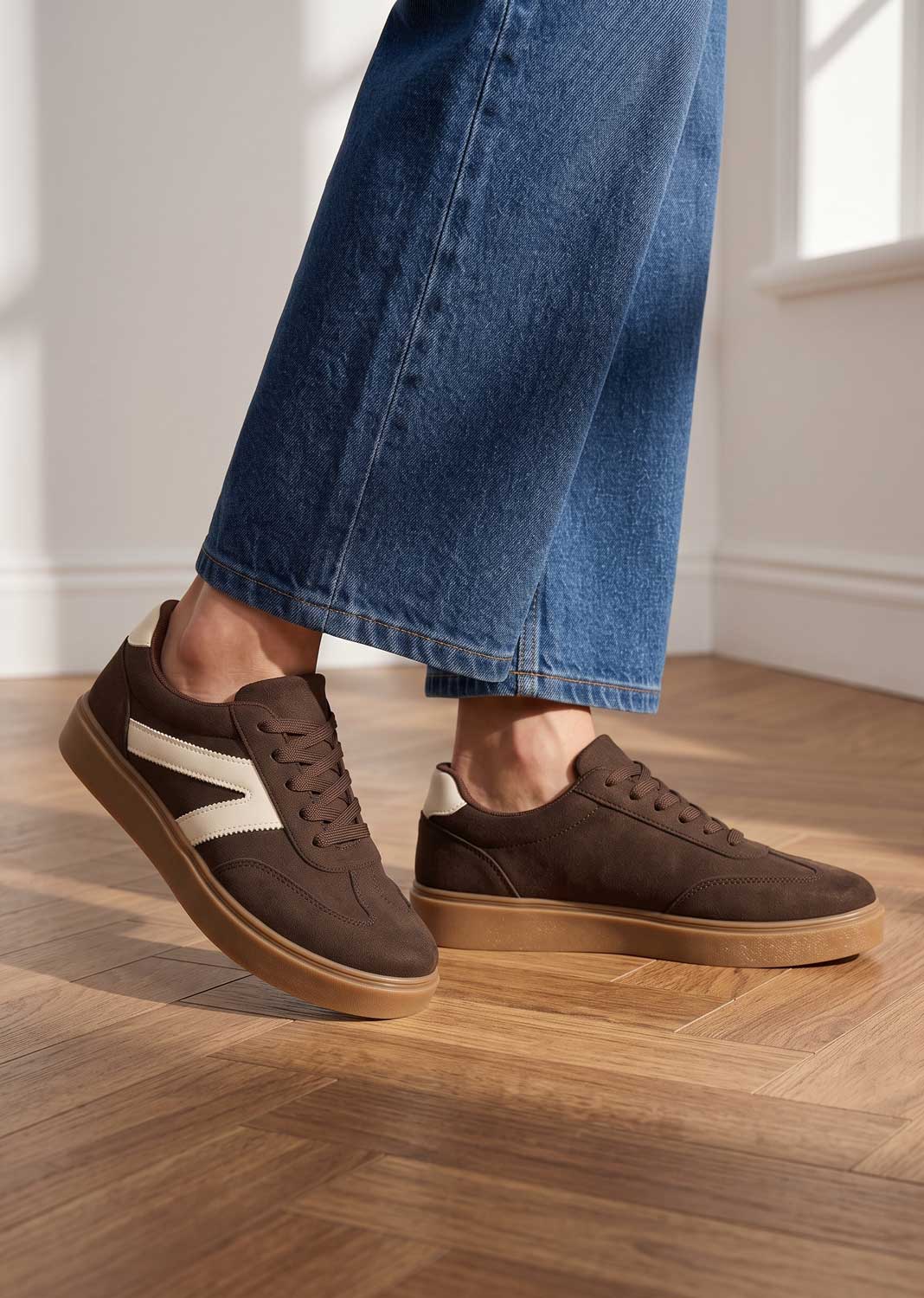 faux suede brown sneaker