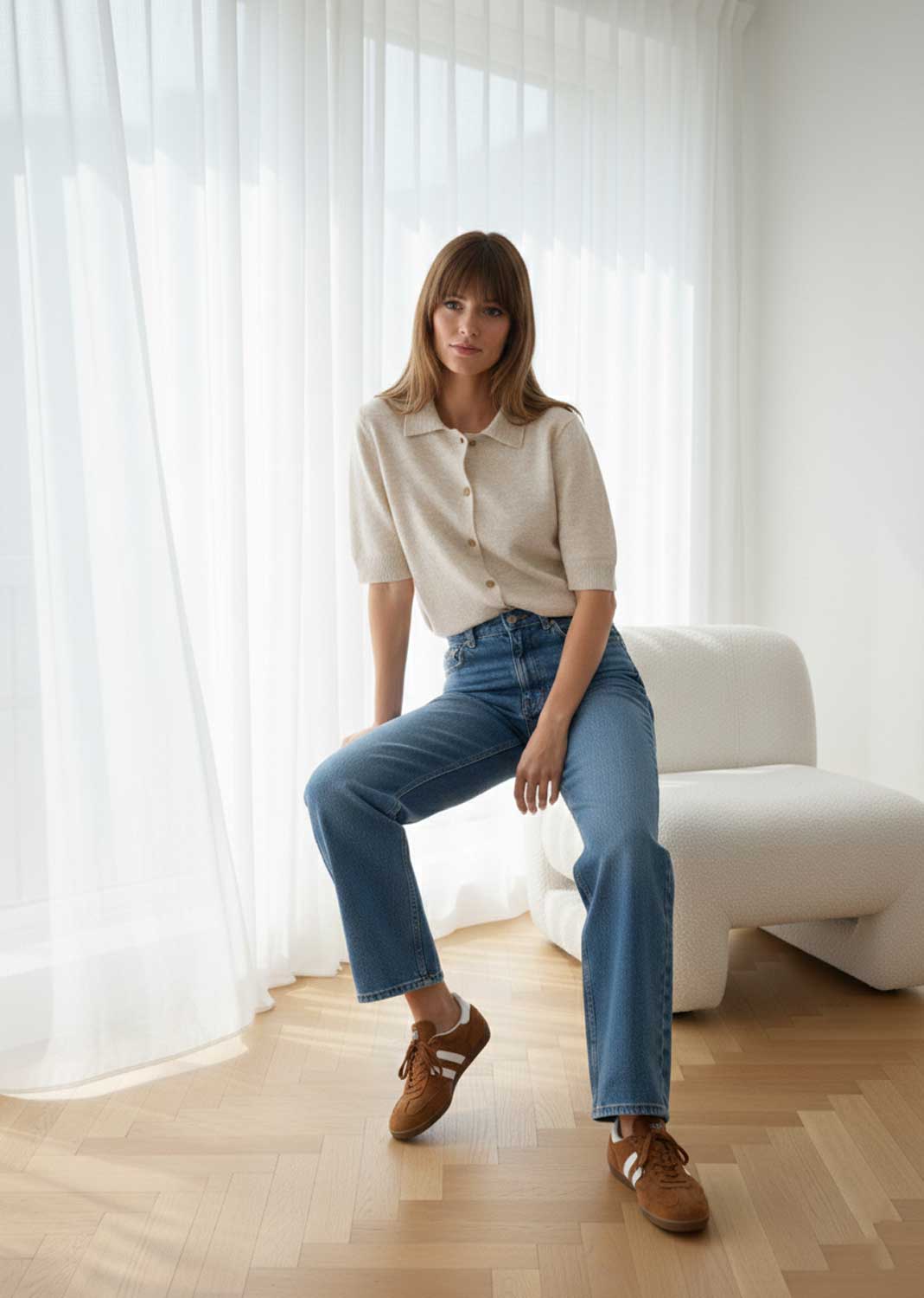 Eliza Short Sleeve Knit Cardigan Cream