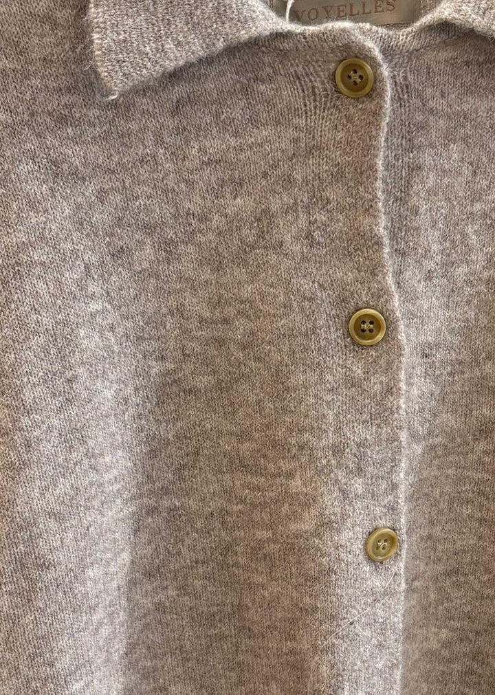 Eliza Short Sleeve Knit Cardigan Taupe