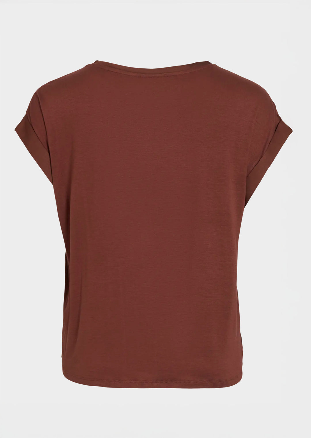 Ellette Satin Top Mahogany by Vila at Bond Boutique