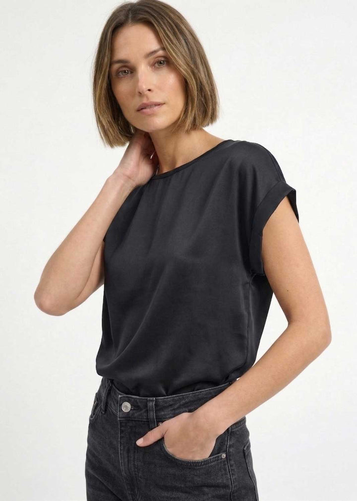 Ellette Satin Top Black