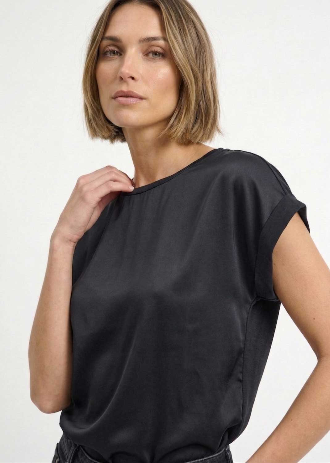 Ellette Satin Top Black