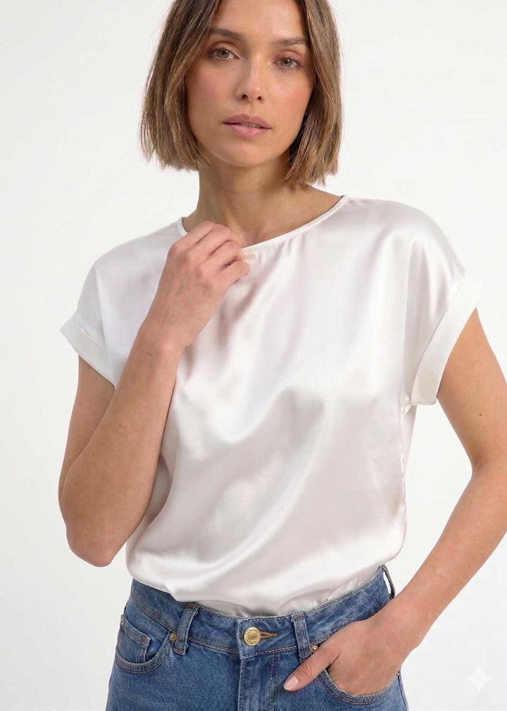 Ellette Satin Top White