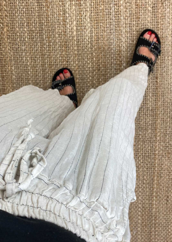 Ellie Stripe Linen Pants in Cream