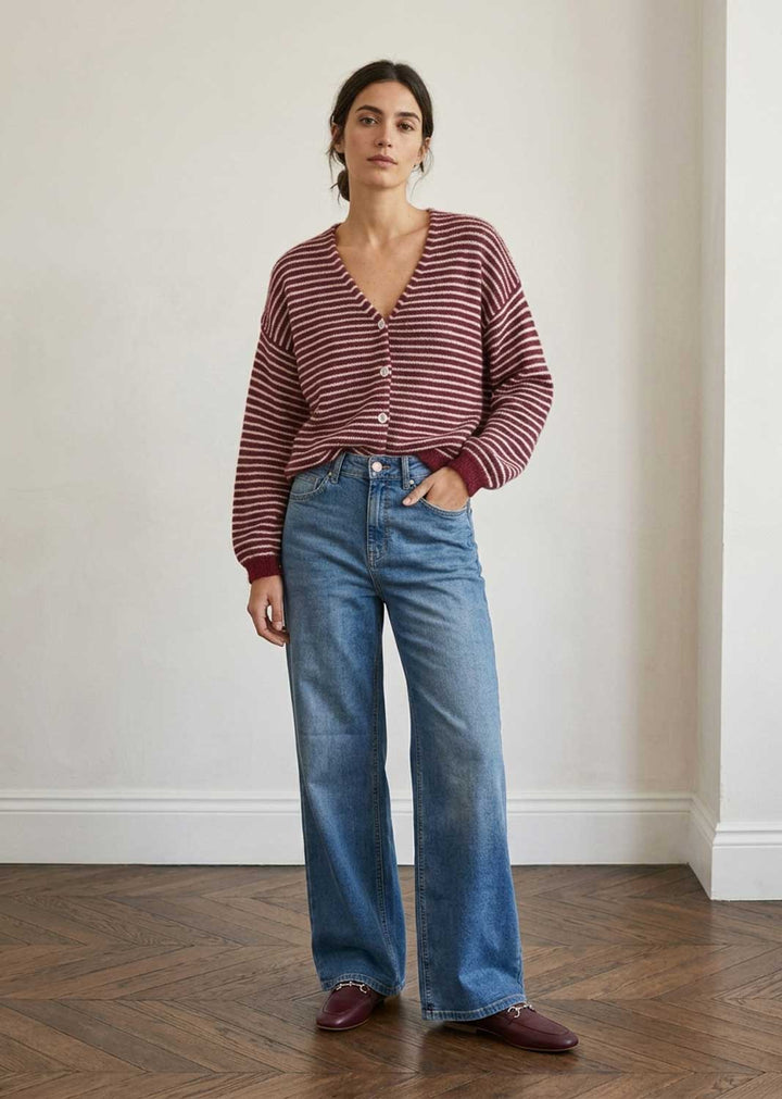 Elsa Wool Blend Stripe Cardigan