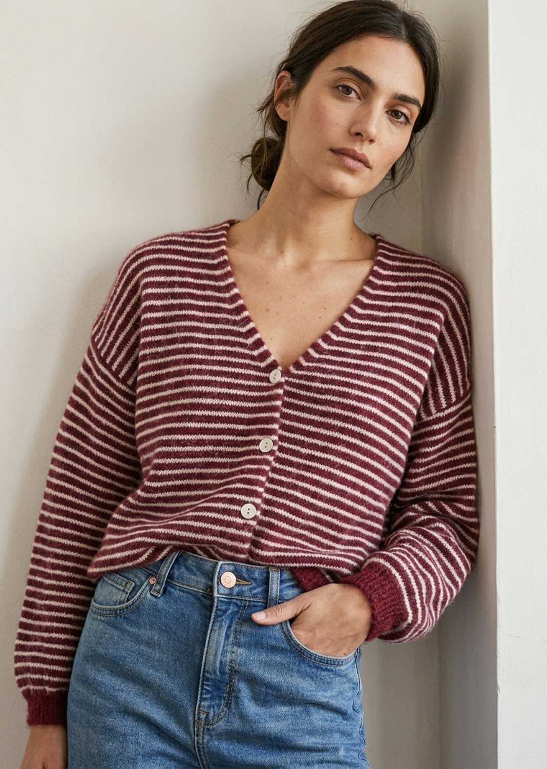 Elsa Wool Blend Stripe Cardigan