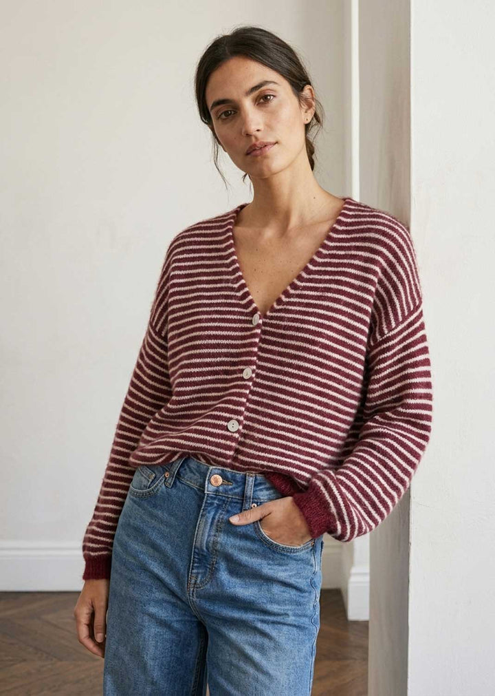 Elsa Wool Blend Stripe Cardigan