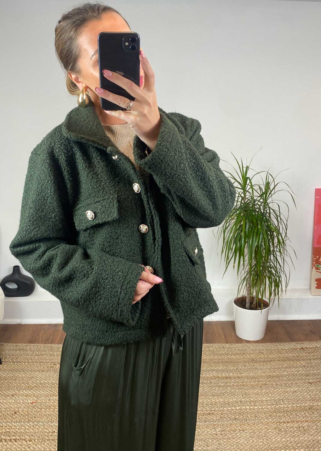 Erika Boucle Jacket in Khaki