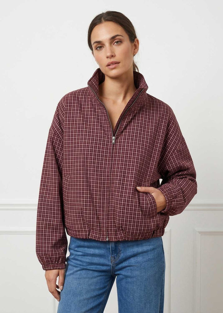 Erin Checked Funnel Neck Jacket