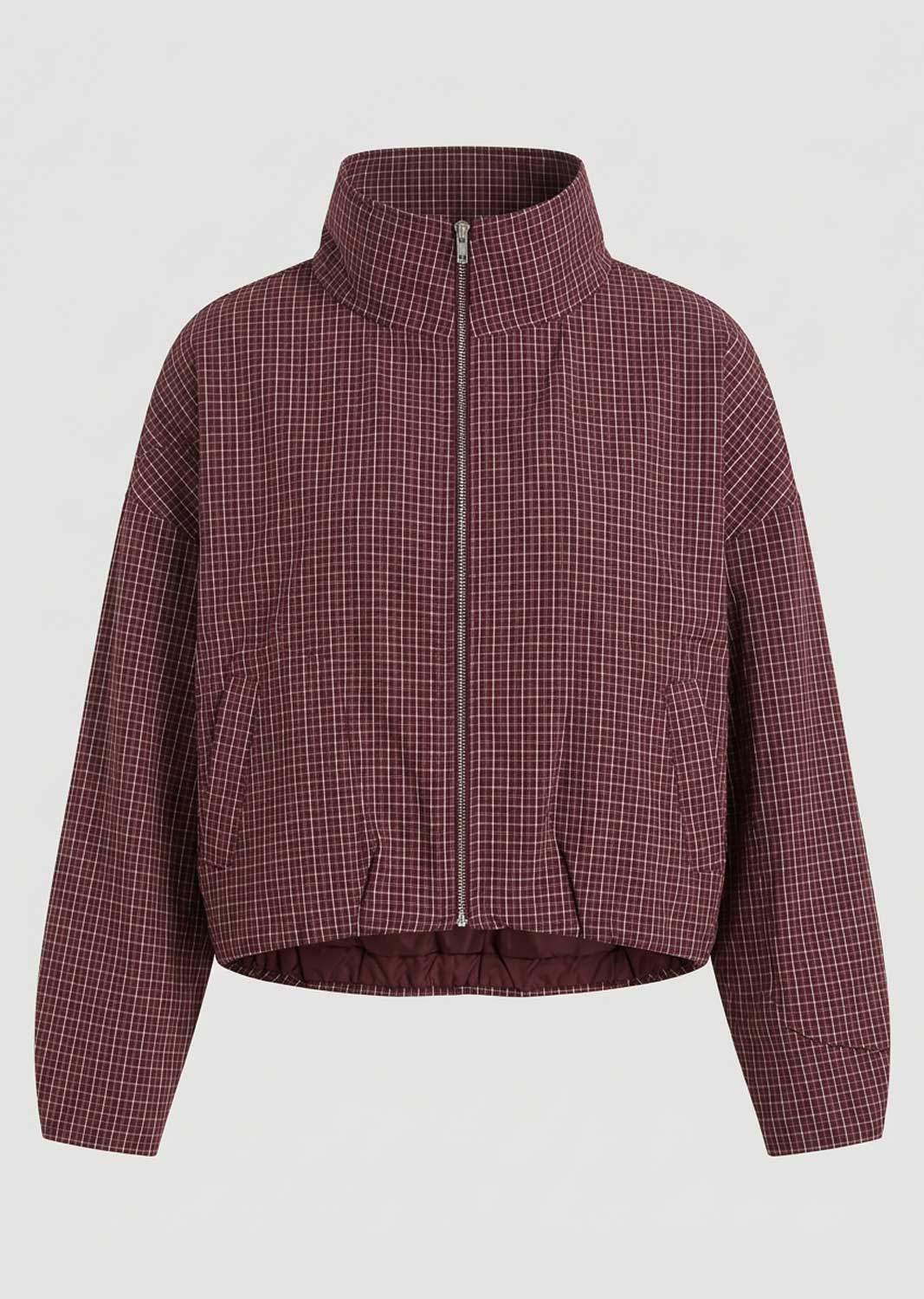 burgundy checked jacket
