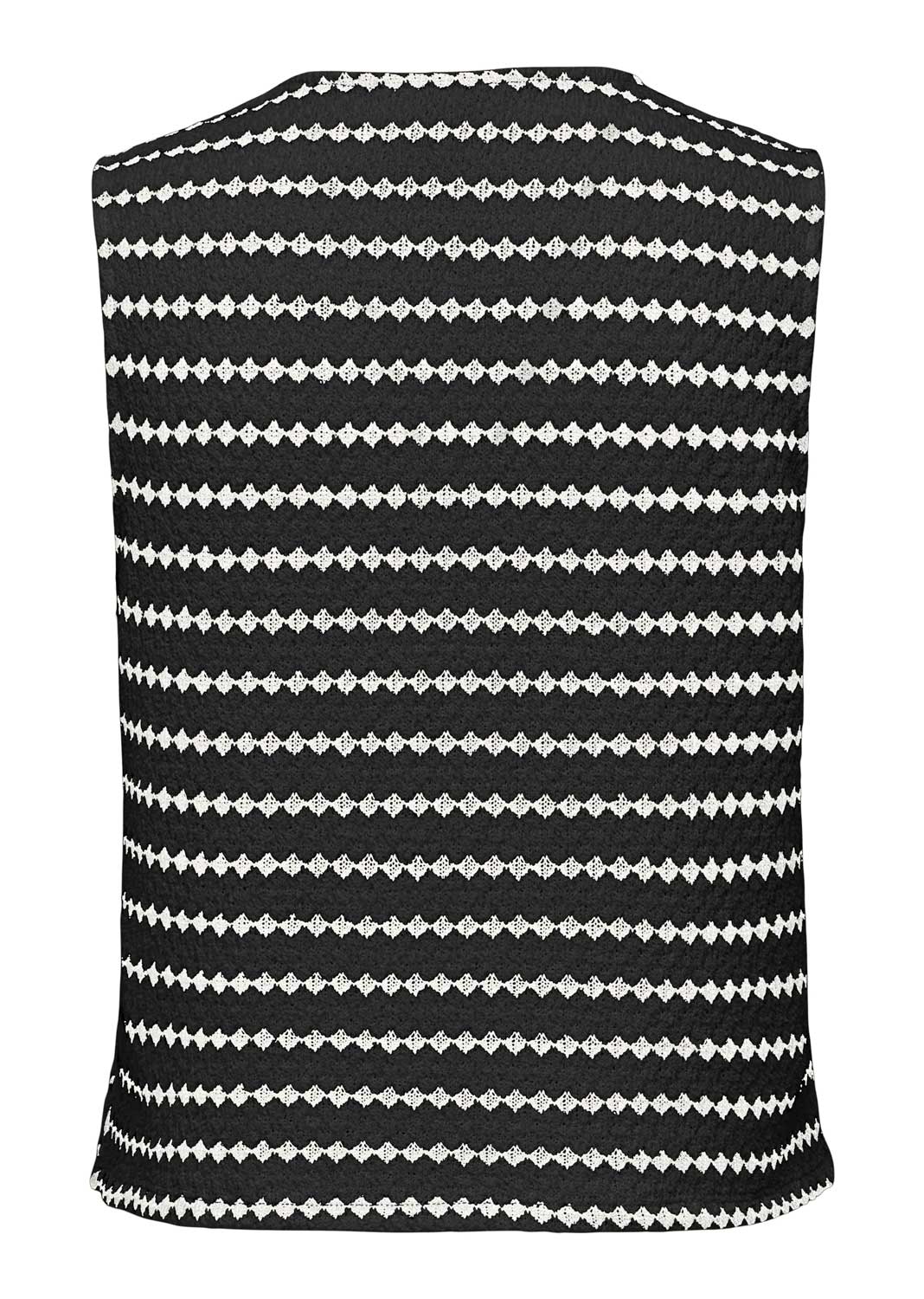 Eva Stripe Knit Tie Front Waistcoat in Black