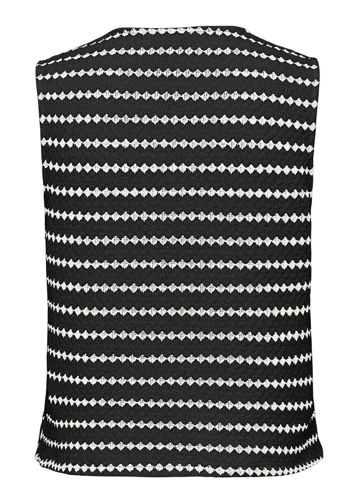 Eva Stripe Knit Tie Front Waistcoat in Black