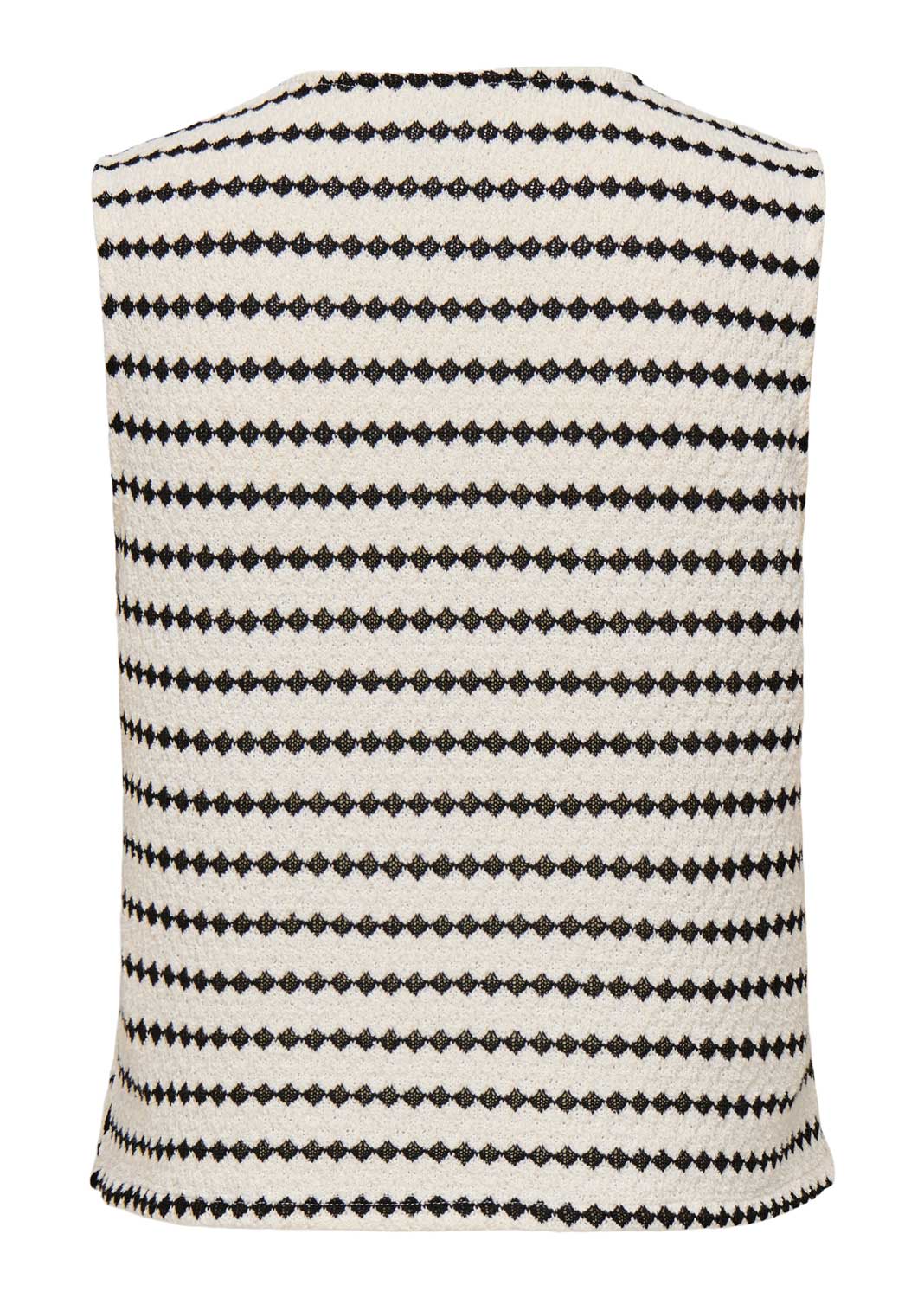 Eva Stripe Knit Tie Front Waistcoat in White