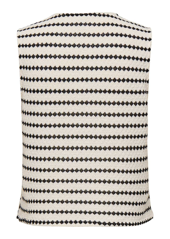 Eva Stripe Knit Tie Front Waistcoat in White
