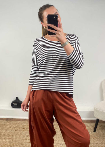 Farley Breton Stripe Top  Brown