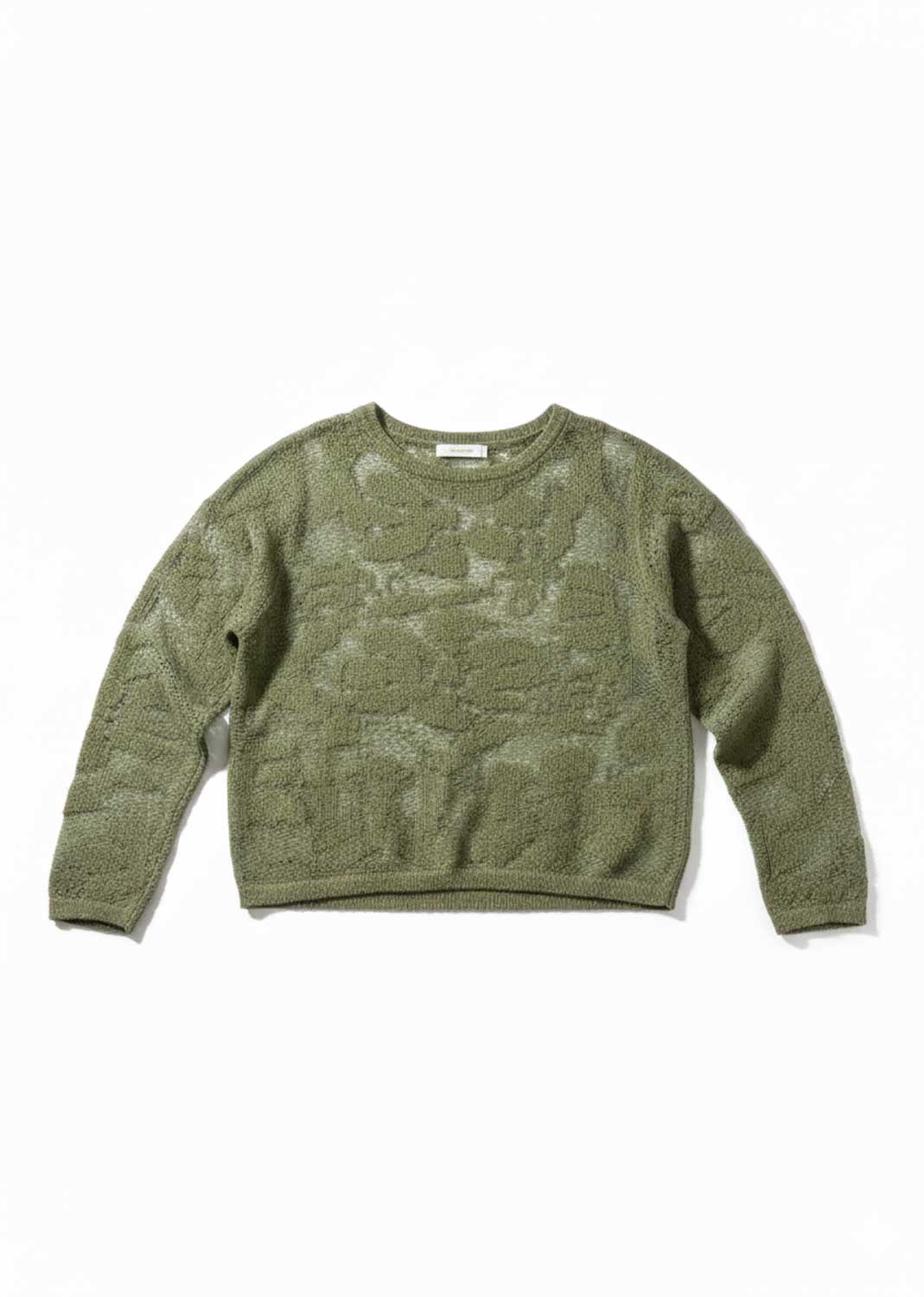 Fern Textured Crochet Knit Jumper Sage Green