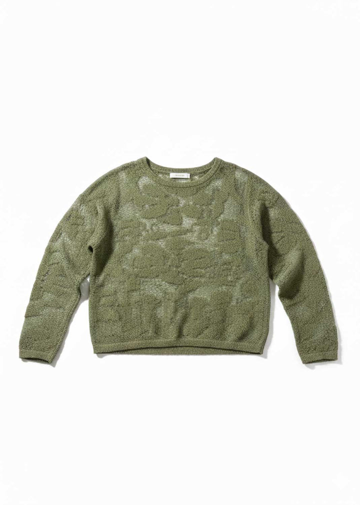 Fern Textured Crochet Knit Jumper Sage Green