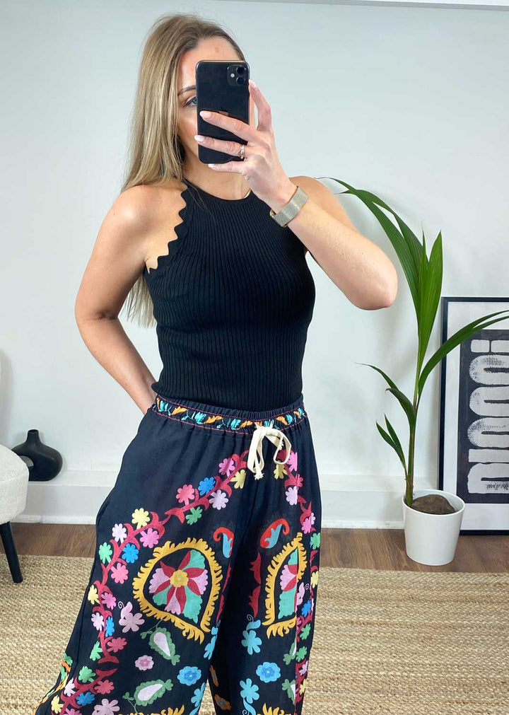 Fernanda Knit Vest Top in Black