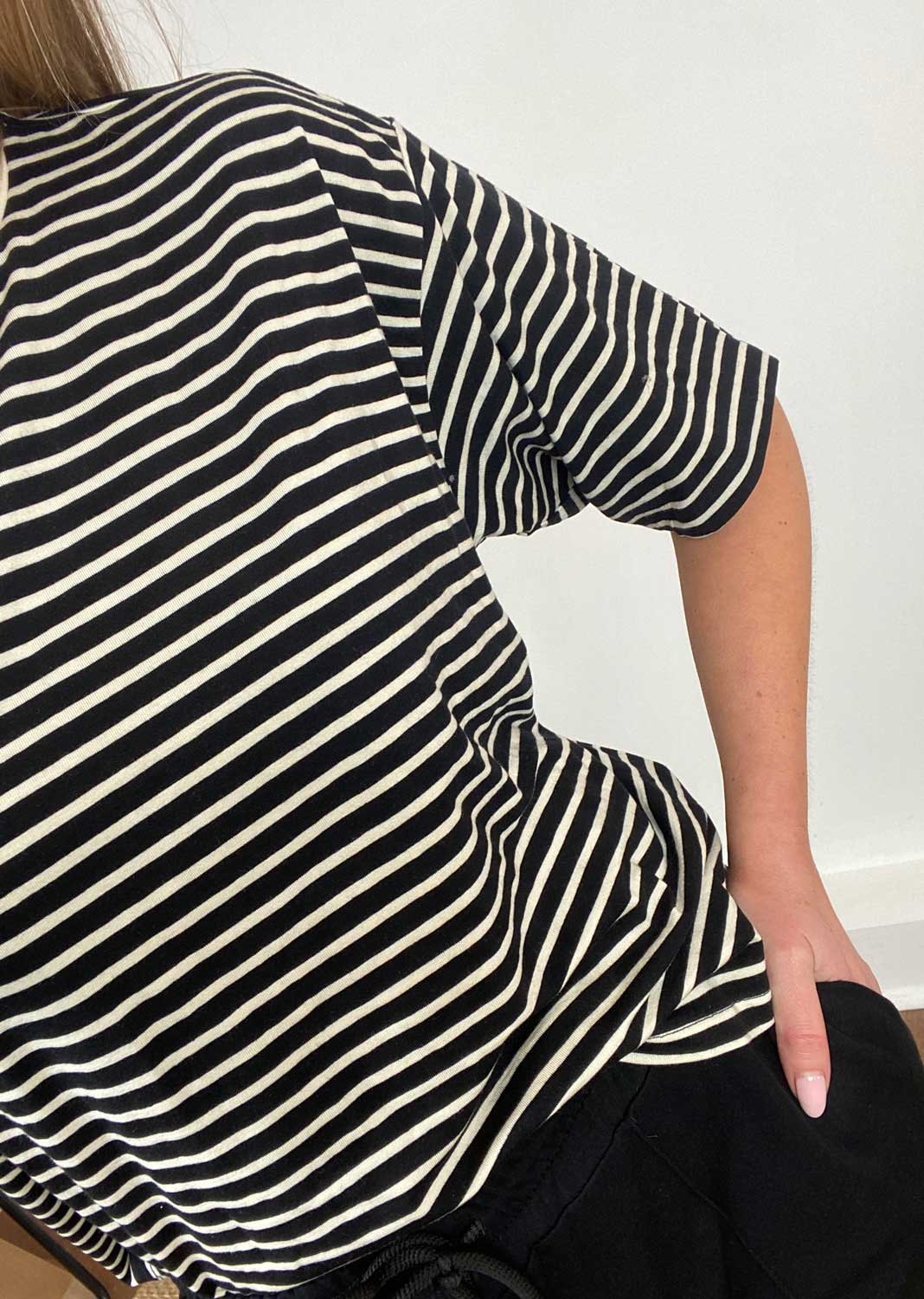Fiona Premium Stripe Tshirt in Black