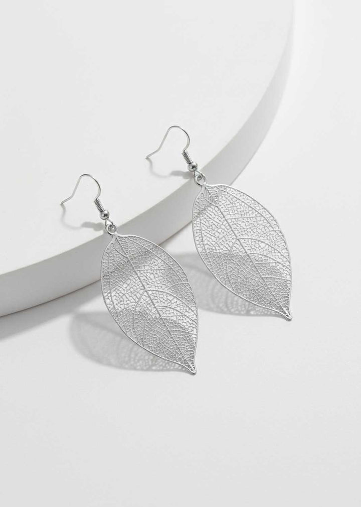Filigree Leaf Earrings Silver