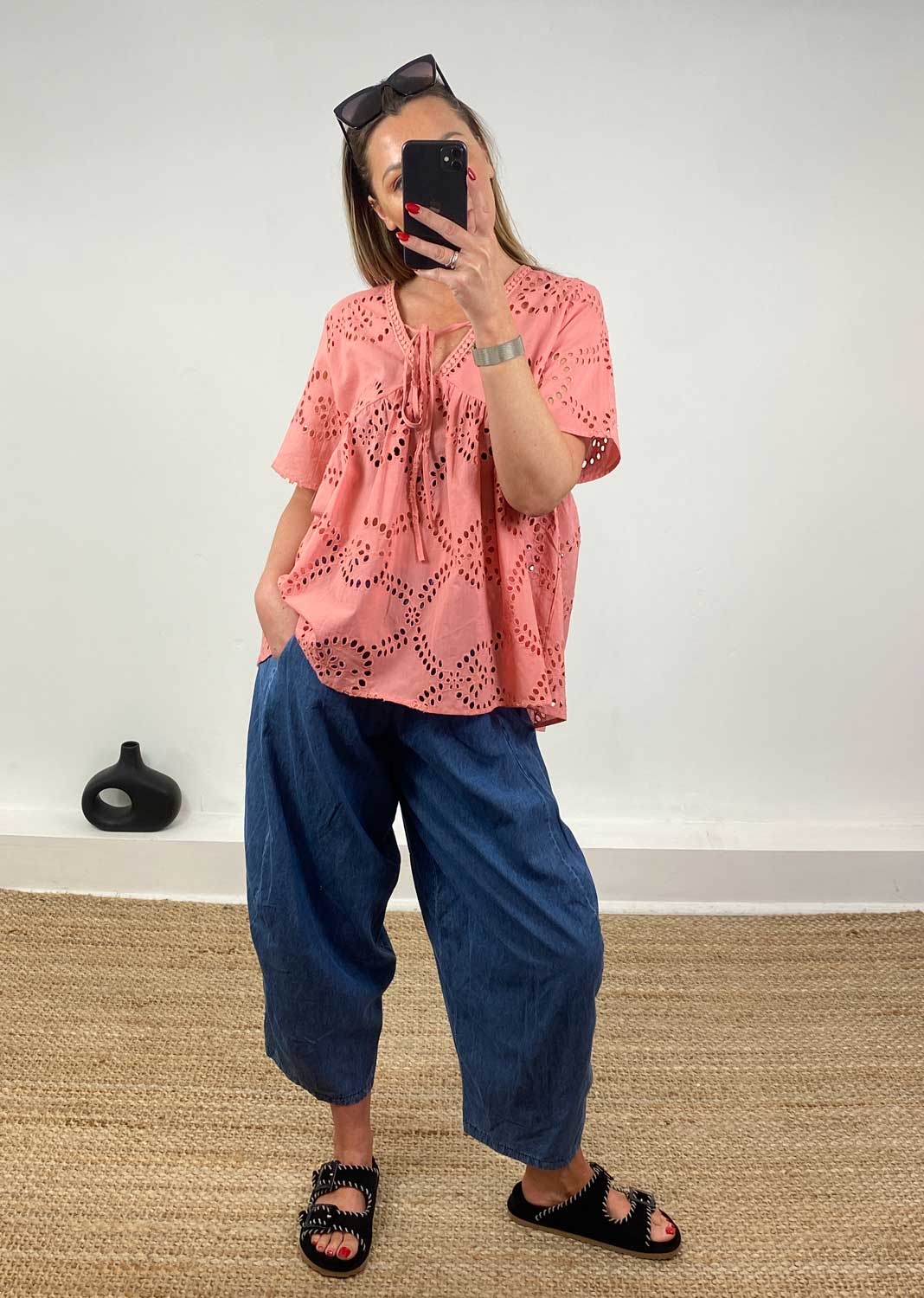 Flo Broderie Anglaise  Top in Pink