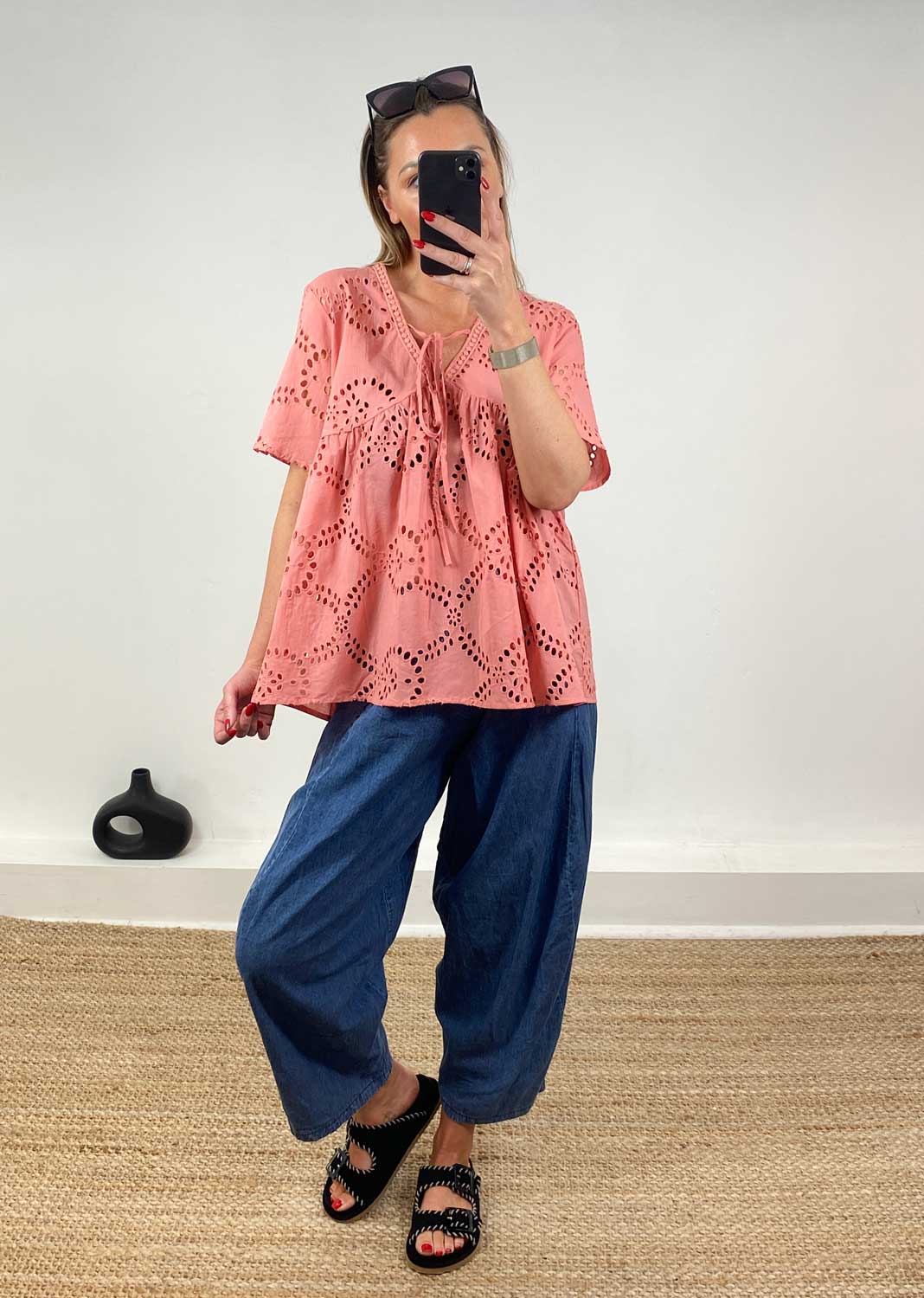 Flo Broderie Anglaise  Top in Pink