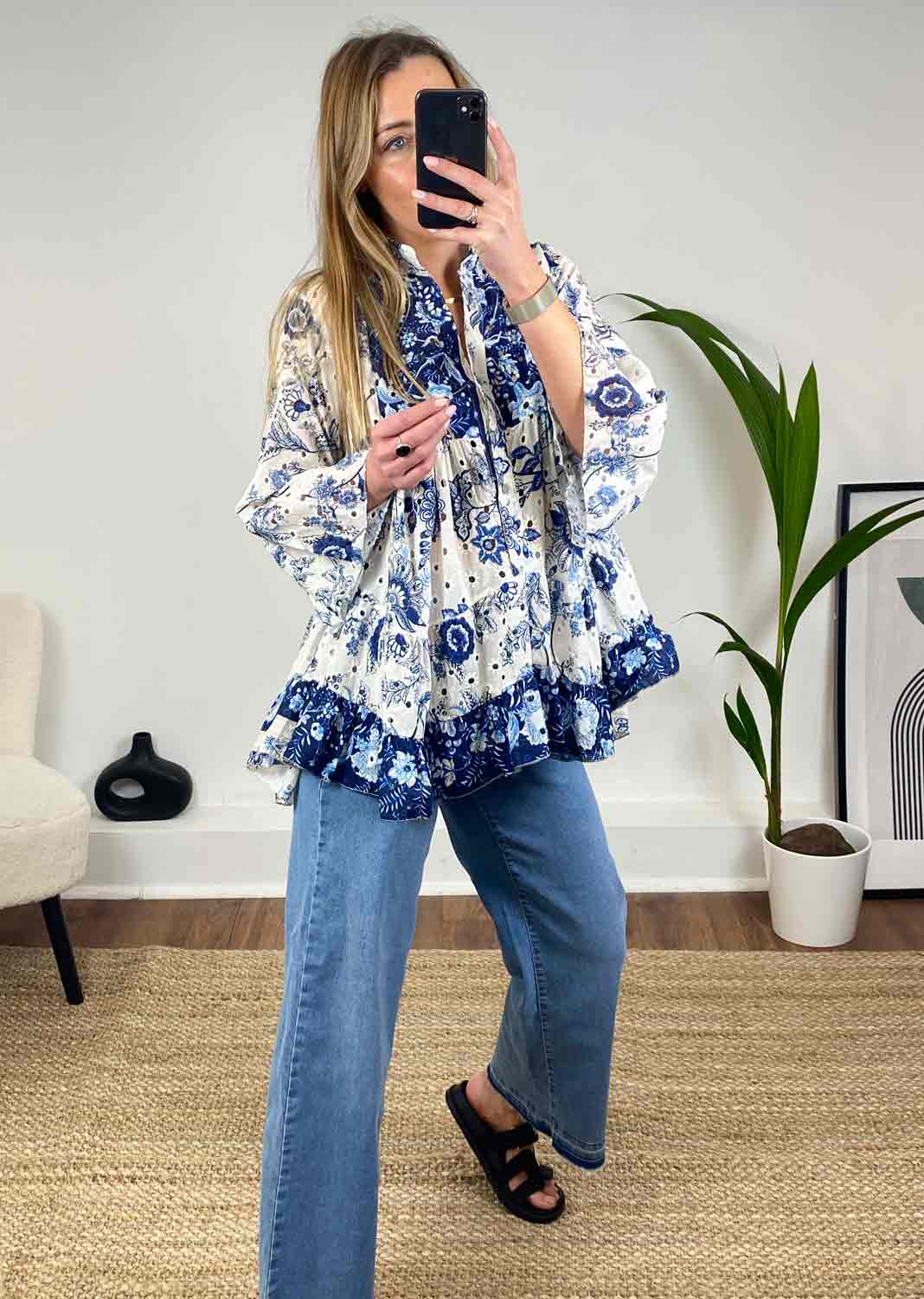 Floral Blue Smock Tunic