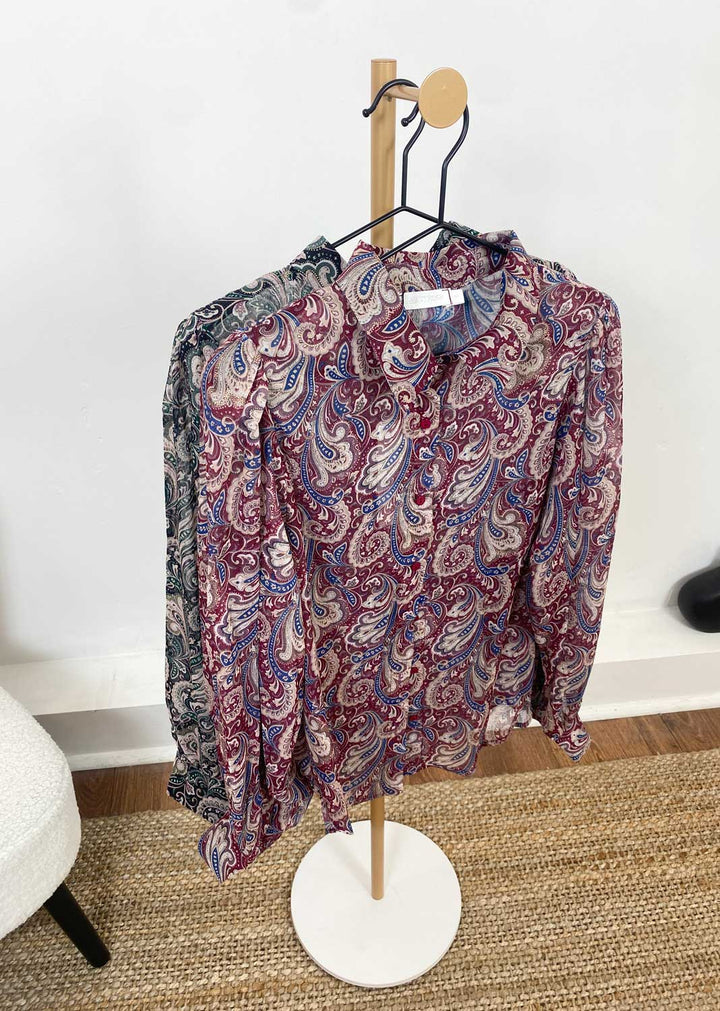 Gabriella Paisley Blouse in Red