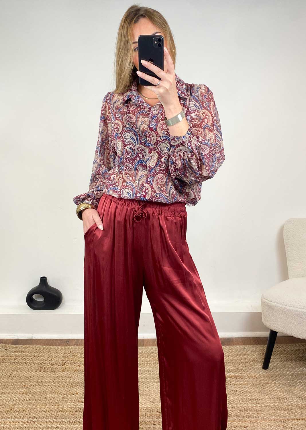 Gabriella Paisley Blouse in Red