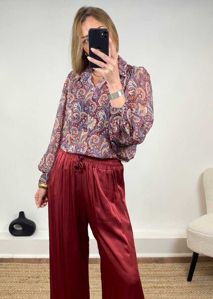 Gabriella Paisley Blouse in Red