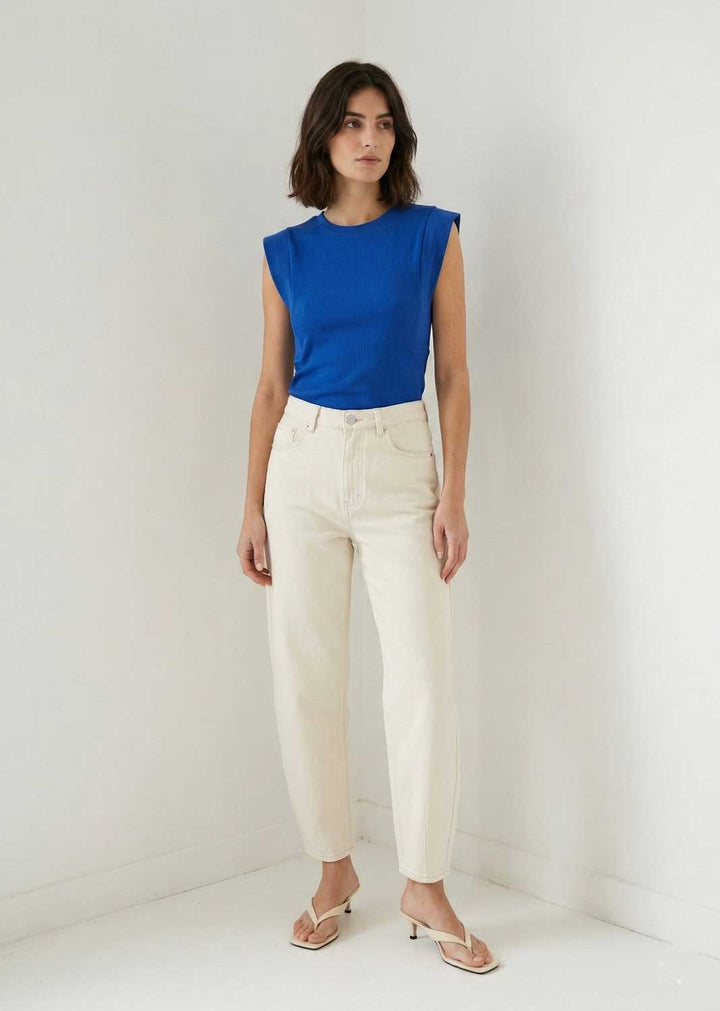 Genevieve Extended Shoulder Tshirt Blue