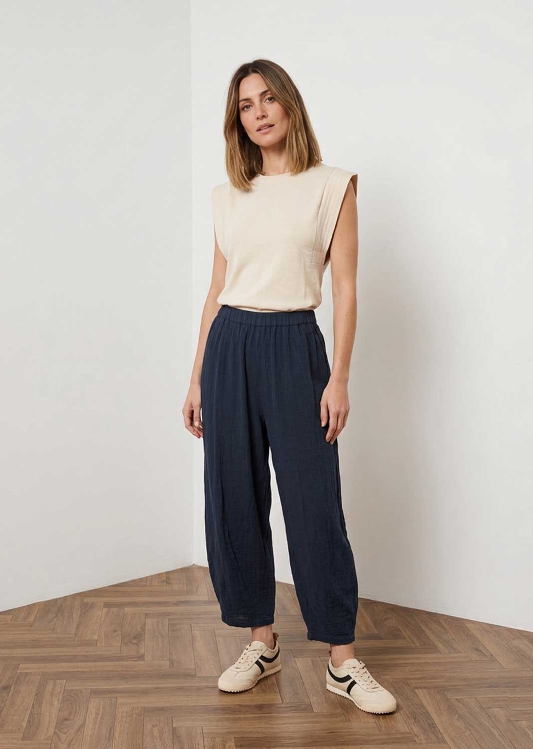 Genevieve Cream Extended Shoulder Tshirt