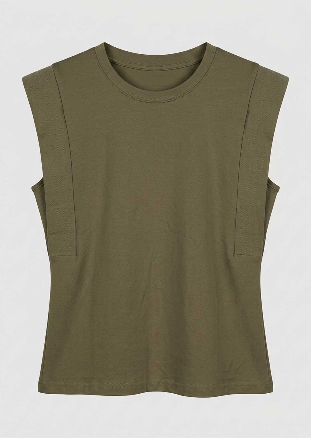 Genevieve Khaki Extended Shoulder Tshirt