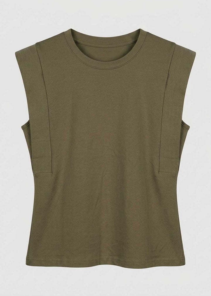 Genevieve Khaki Extended Shoulder Tshirt