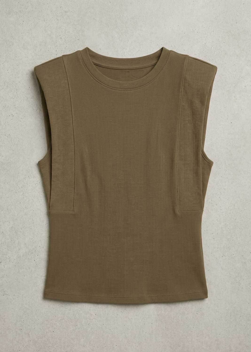 Genevieve Khaki Extended Shoulder Tshirt
