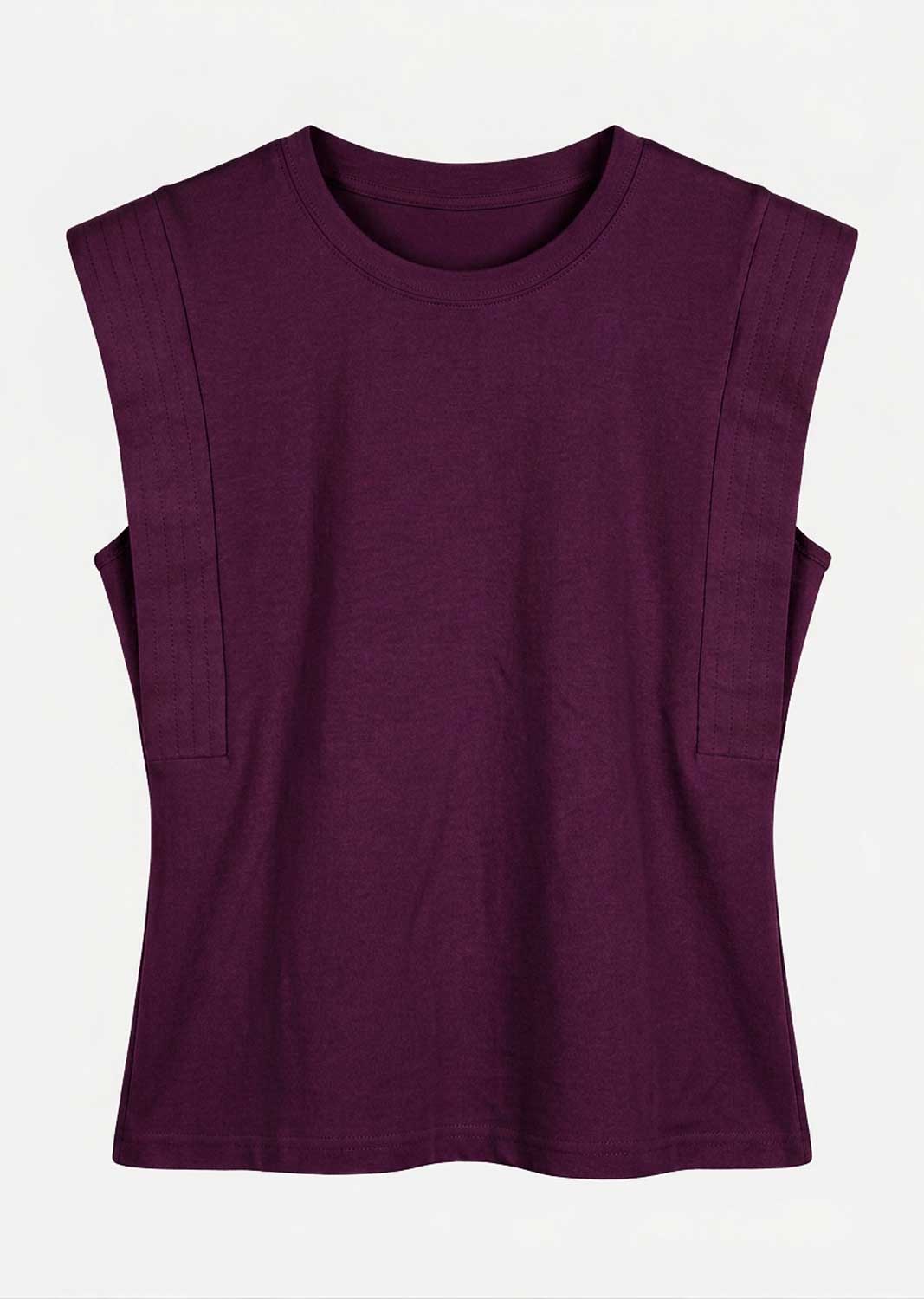 Genevieve Plum Extended Shoulder Tshirt