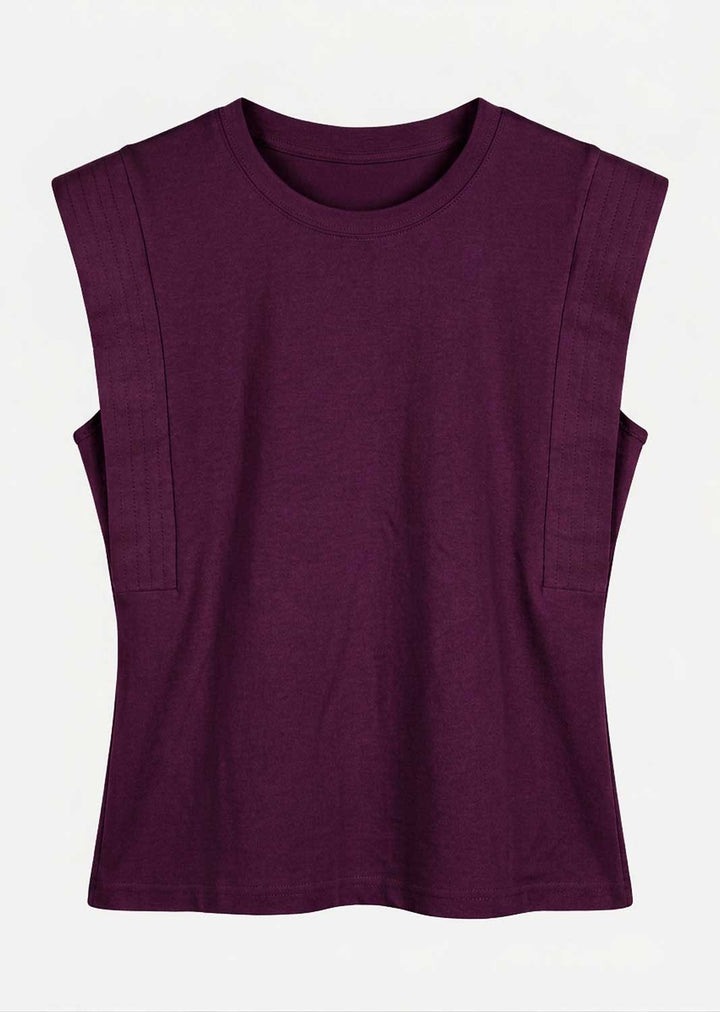 Genevieve Plum Extended Shoulder Tshirt
