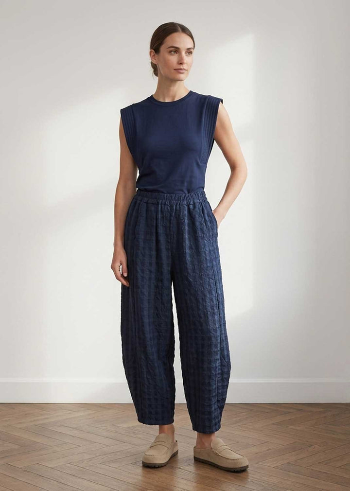 Genevieve Navy Extended Shoulder Tshirt